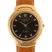 A GENTLEMAN'S SIZE 18K SOLID YELLOW GOLD ROLEX CELLINI WRIST WATCH DATED 1994, REF. 6623/8 WITH GREY