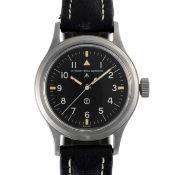 A GENTLEMAN'S STAINLESS STEEL BRITISH MILITARY IWC MARK 11 RAF PILOTS WRIST WATCH DATED 1948, WITH