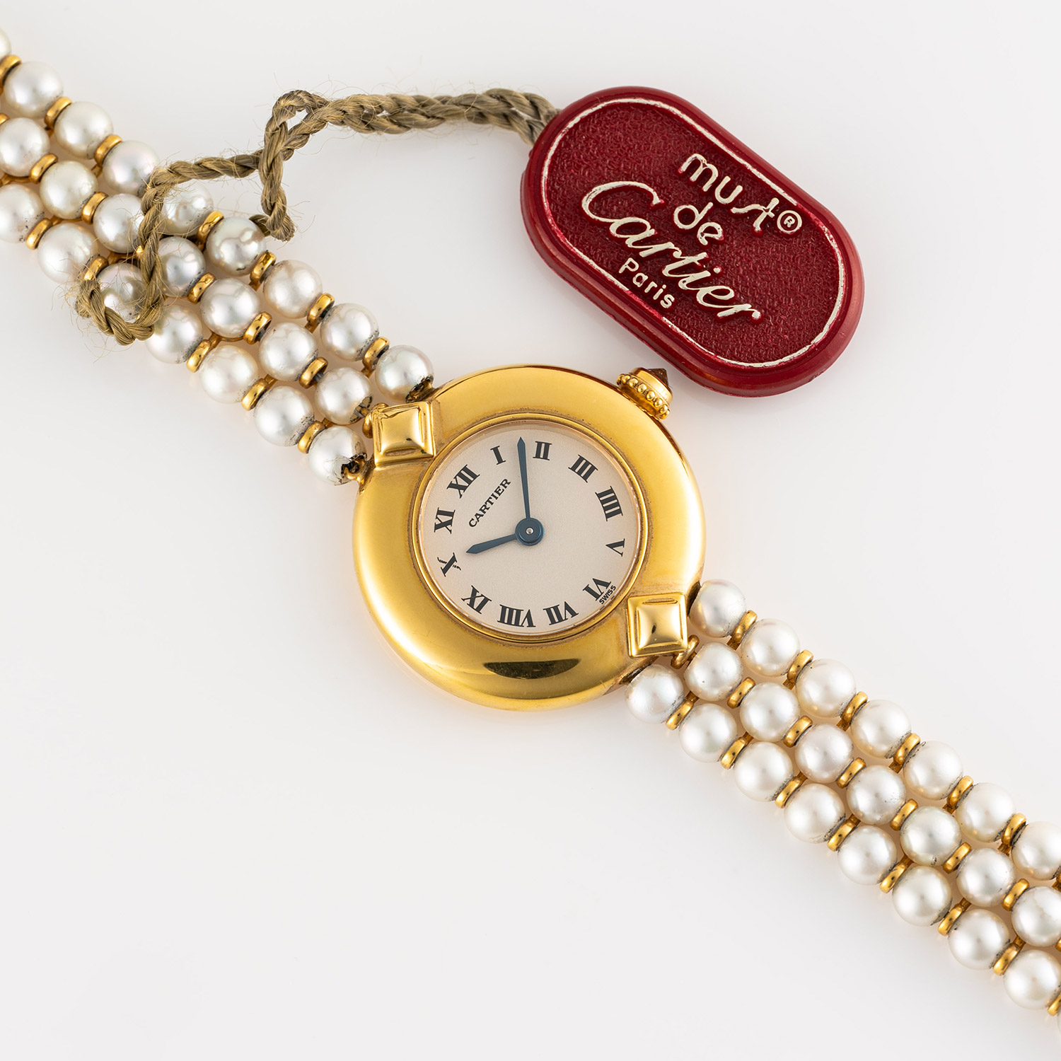 A LADIES 18K SOLID GOLD & PEARL CARTIER COLISEE BRACELET WATCH CIRCA 1990s, REF. 1989 1 Movement: - Image 8 of 9