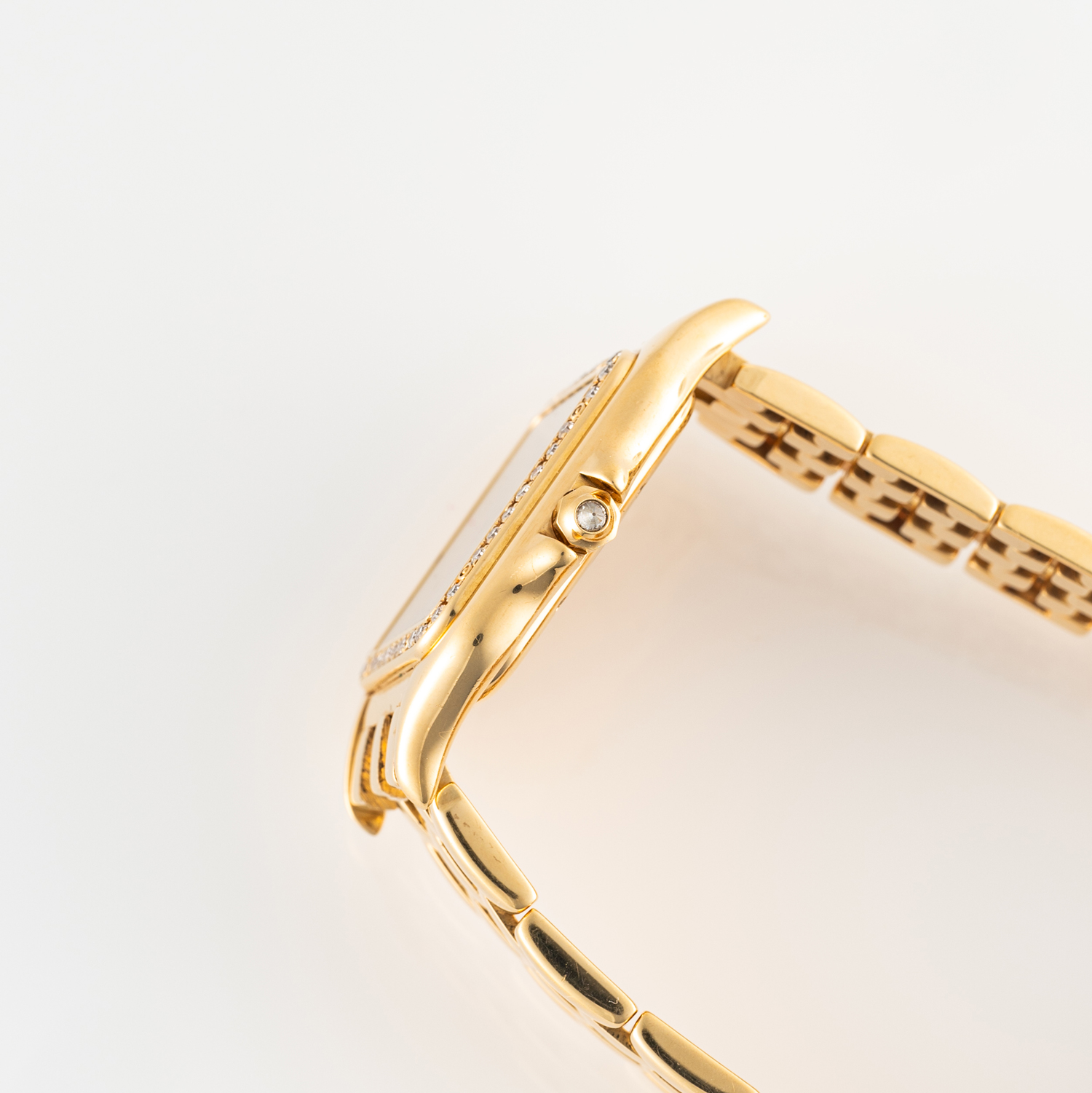 A RARE GENTLEMAN'S SIZE 18K SOLID GOLD & DIAMOND CARTIER PANTHERE BRACELET WATCH CIRCA 1990, REF. - Image 5 of 9