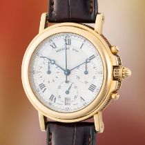 A RARE GENTLEMAN'S SIZE 18K SOLID GOLD BREGUET MARINE AUTOMATIC CHRONOGRAPH WRIST WATCH CIRCA 1990s,