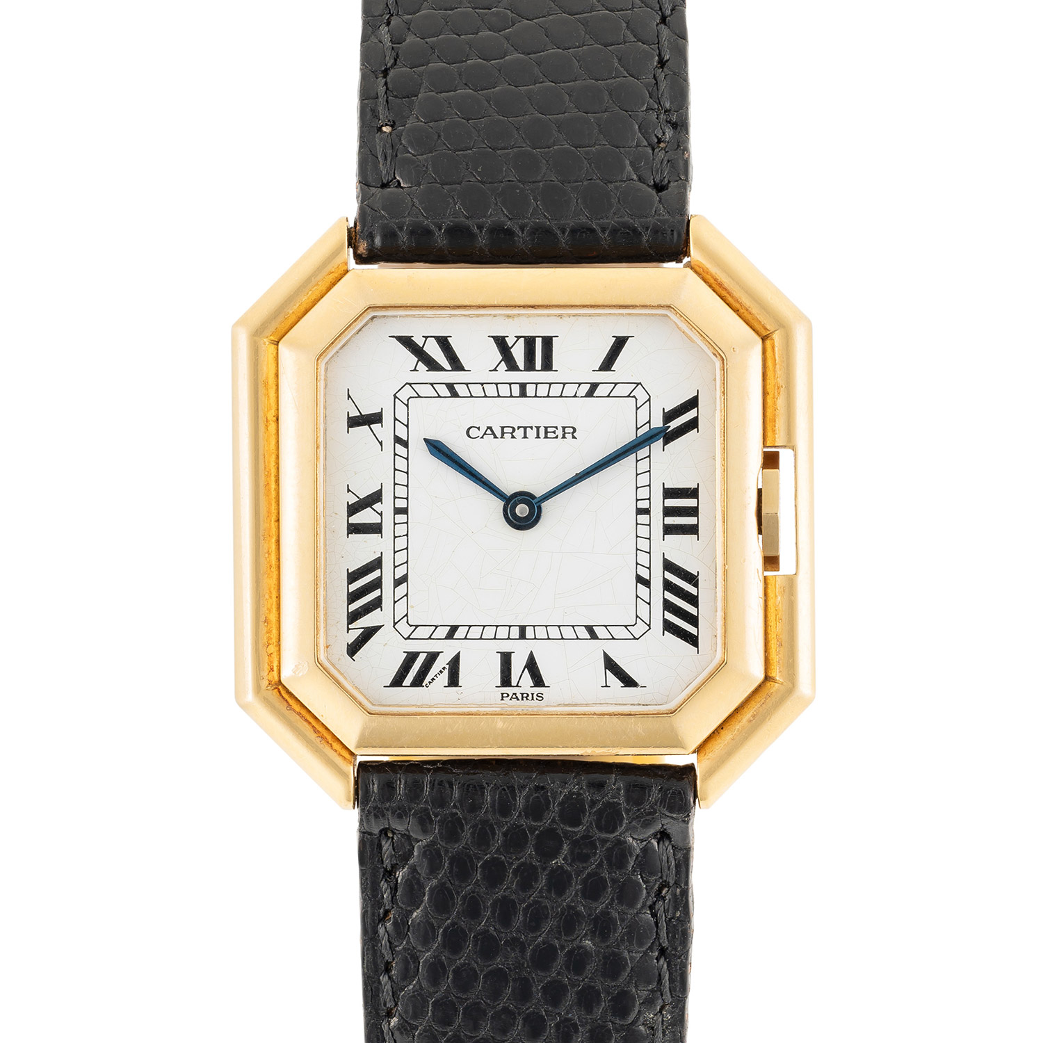 A RARE GENTLEMAN'S SIZE 18K SOLID GOLD CARTIER PARIS CEINTURE "JUMBO" AUTOMATIC WRIST WATCH CIRCA