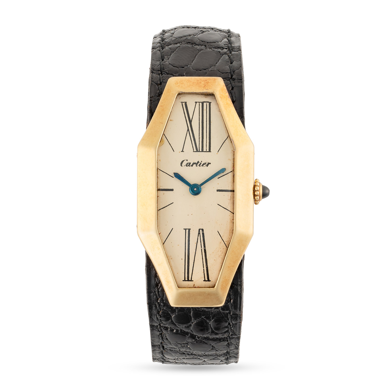 AN EXTREMELY RARE GENTLEMAN'S SIZE 18K SOLID GOLD CARTIER LONDON LOSANGE ELONGATED OCTAGONAL WRIST - Image 2 of 14
