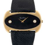 A RARE OVERSIZED 18K SOLID GOLD & DIAMOND BUECHE GIROD WRIST WATCH CIRCA 1970s Movement: 17J, manual