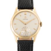 A GENTLEMAN'S SIZE 18K SOLID GOLD OMEGA WRIST WATCH CIRCA 1950s, REF. 2672 Movement: 17J, manual