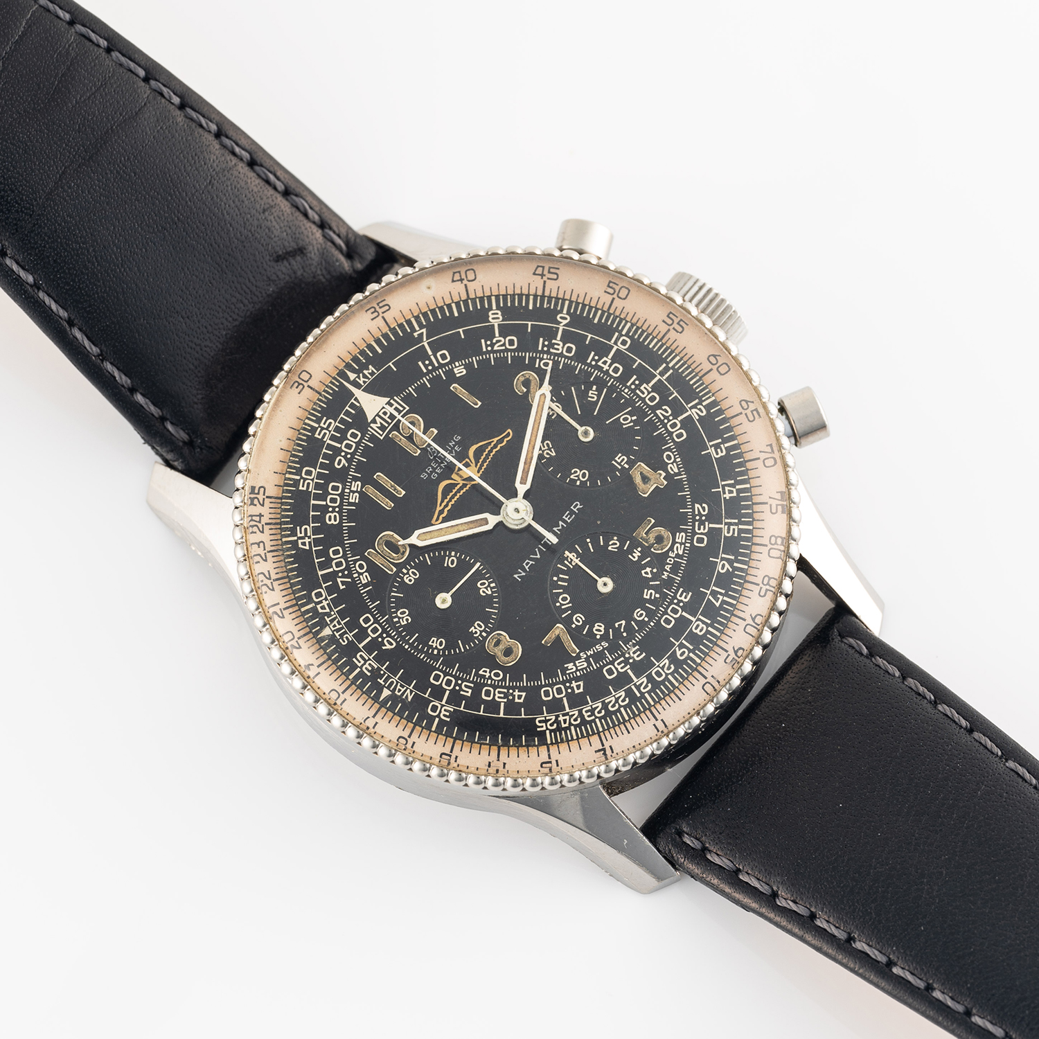 A RARE GENTLEMAN'S SIZE STAINLESS STEEL BREITLING NAVITIMER AOPA CHRONOGRAPH WRIST WATCH CIRCA 1960, - Image 3 of 9