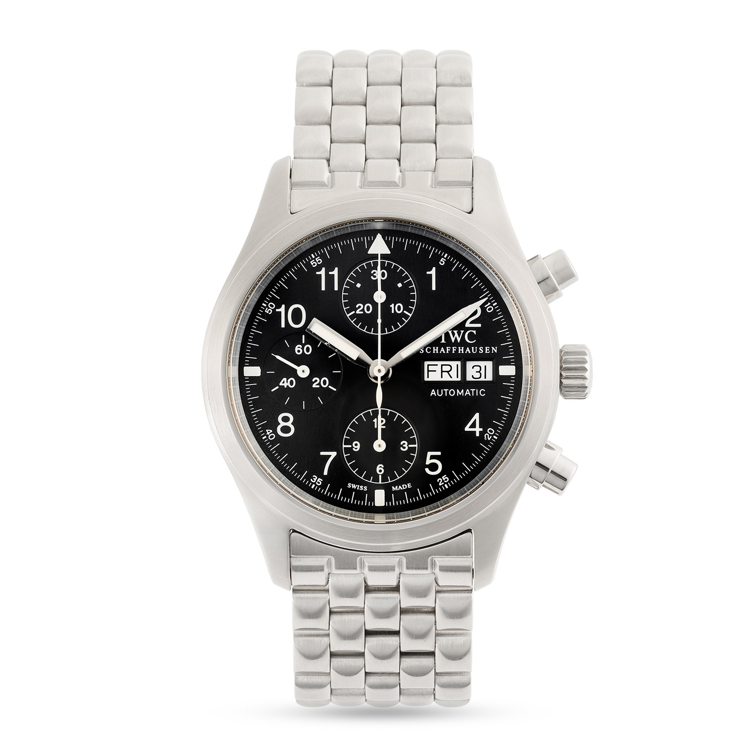 A GENTLEMAN'S SIZE STAINLESS STEEL IWC FLIEGER CHRONOGRAPH BRACELET WATCH DATED 2004, REF. - Image 2 of 9