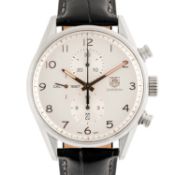 A GENTLEMAN'S SIZE STAINLESS STEEL TAG HEUER CARRERA 1887 AUTOMATIC CHRONOGRAPH WRIST WATCH CIRCA