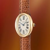 A RARE LADIES 18K SOLID GOLD CARTIER LONDON BAIGNOIRE WRIST WATCH CIRCA 1966, WITH LONDON