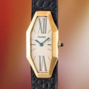 AN EXTREMELY RARE GENTLEMAN'S SIZE 18K SOLID GOLD CARTIER LONDON LOSANGE ELONGATED OCTAGONAL WRIST