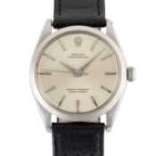 A GENTLEMAN'S SIZE STAINLESS STEEL ROLEX OYSTER PERPETUAL WRIST WATCH CIRCA 1968, REF. 1002 SILVER