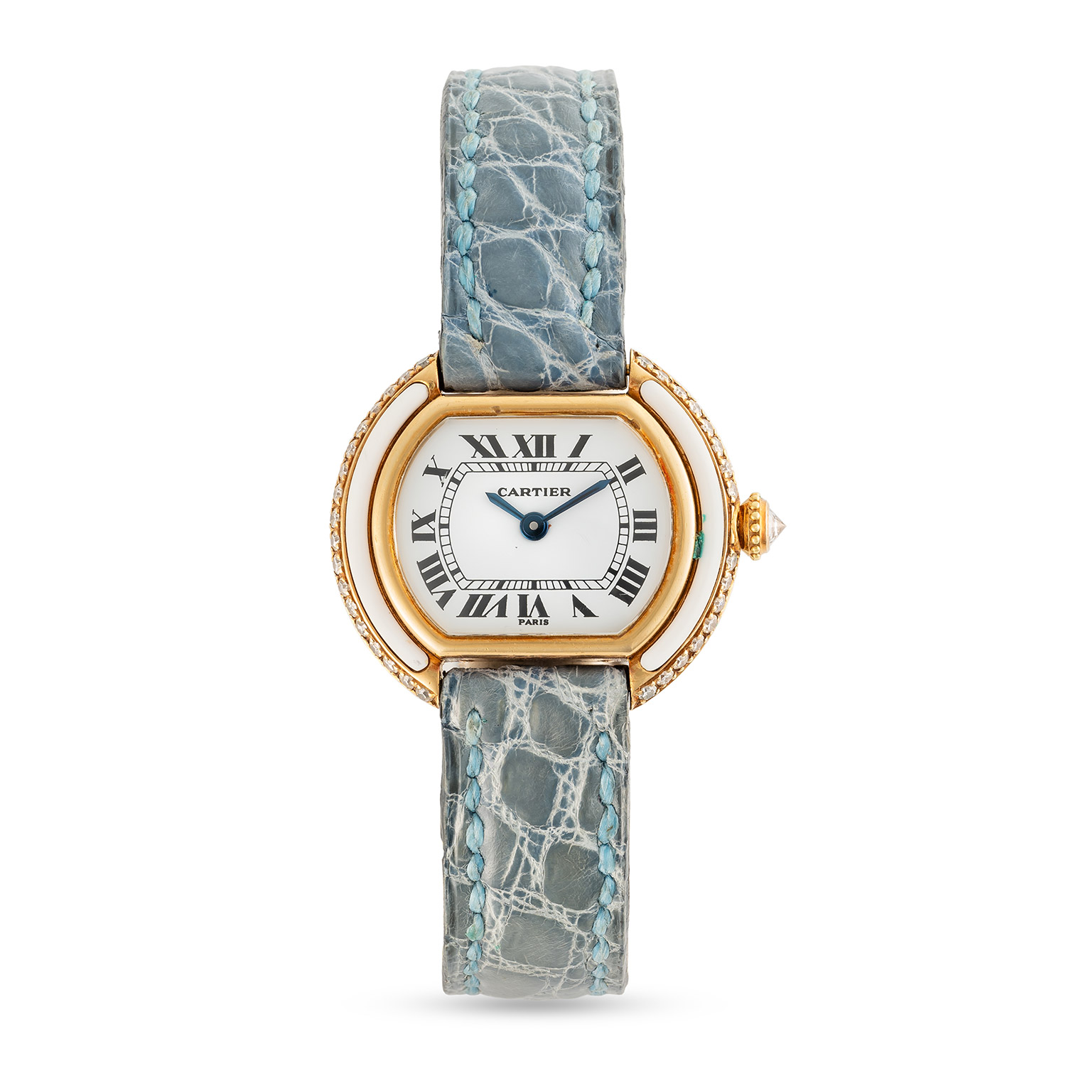 A FINE & RARE LADIES 18K SOLID GOLD & DIAMOND CARTIER PARIS ELLIPSE WRIST WATCH CIRCA 1980s, REF. - Image 2 of 9