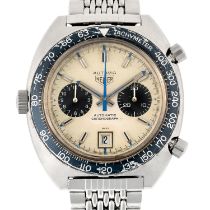 A GENTLEMAN'S STAINLESS STEEL HEUER AUTAVIA "JO SIFFERT" AUTOMATIC CHRONOGRAPH BRACELET WATCH CIRCA