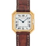 A GENTLEMAN'S SIZE 18K SOLID GOLD CARTIER PARIS CEINTURE WRIST WATCH CIRCA 1979, REF. 78099