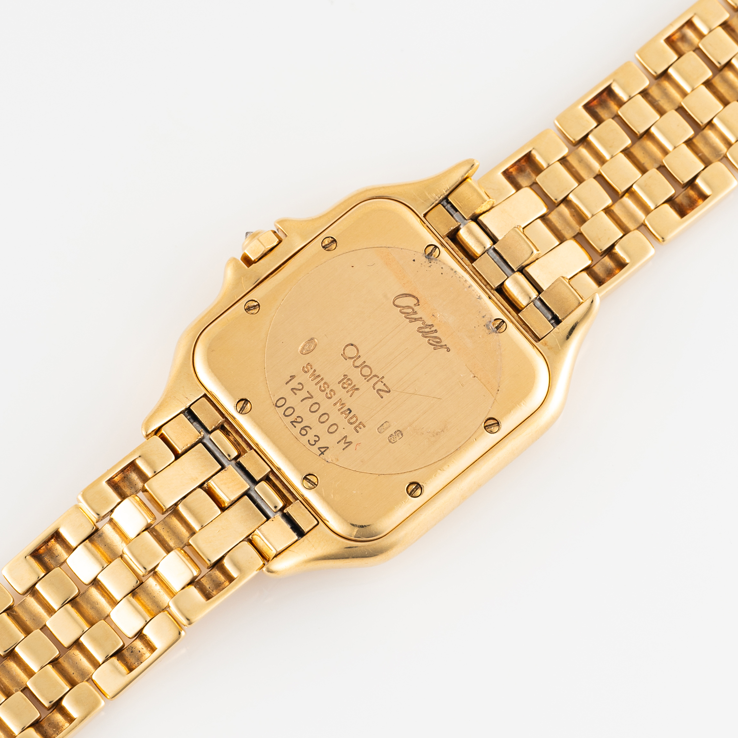 A RARE GENTLEMAN'S SIZE 18K SOLID GOLD & DIAMOND CARTIER PANTHERE BRACELET WATCH CIRCA 1990, REF. - Image 8 of 9