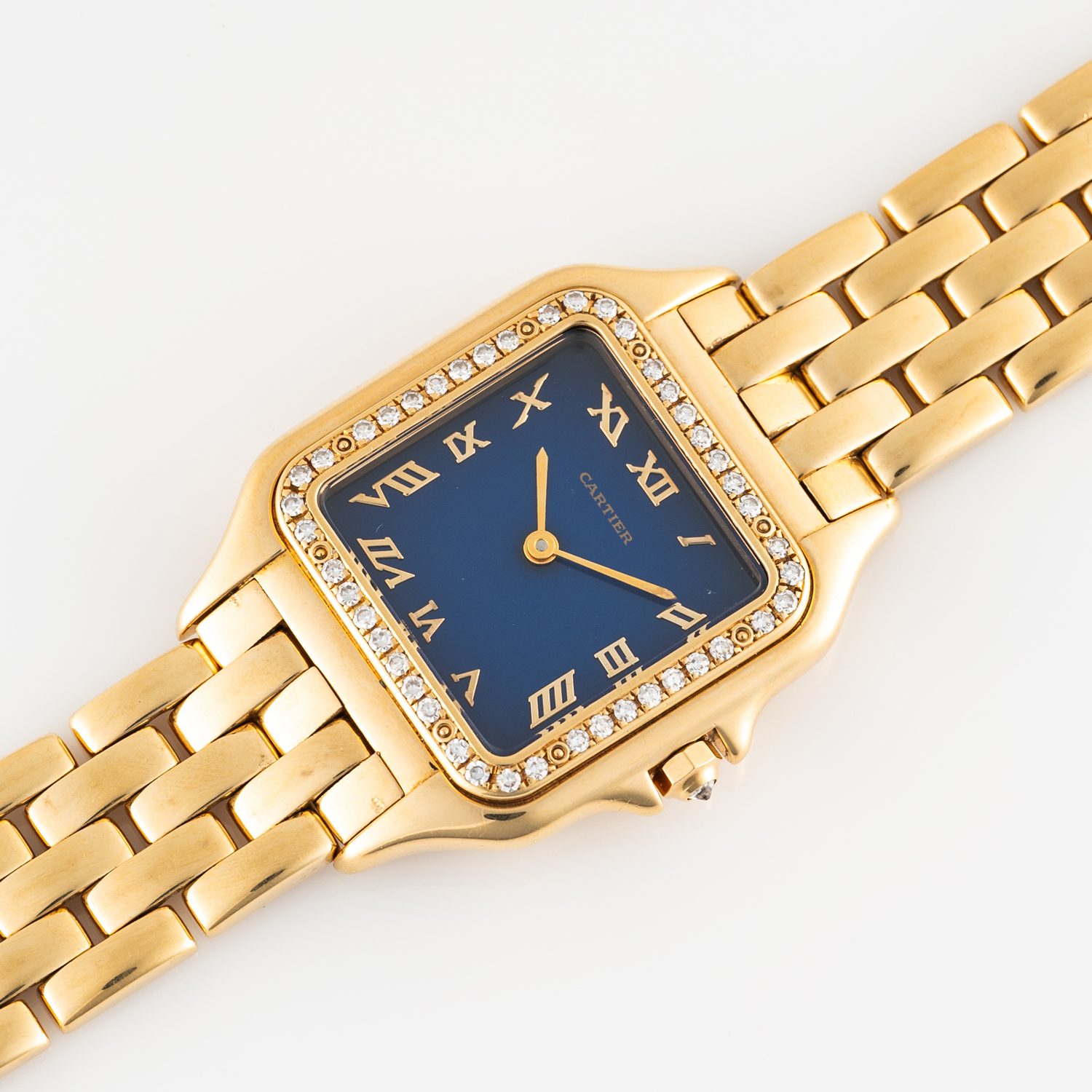 A RARE GENTLEMAN'S SIZE 18K SOLID GOLD & DIAMOND CARTIER PANTHERE BRACELET WATCH CIRCA 1990, REF. - Image 3 of 9