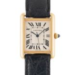 A GENTLEMAN'S SIZE 18K SOLID GOLD CARTIER TANK LOUIS WRIST WATCH CIRCA 2010, REF. 2441 Movement: