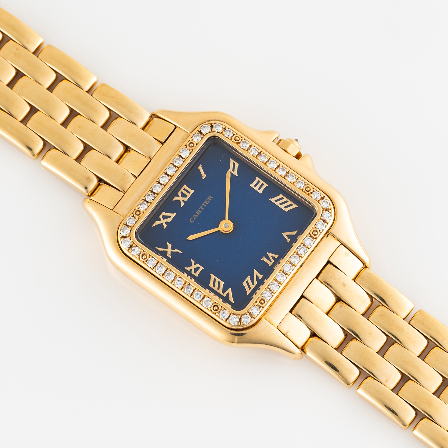 A RARE GENTLEMAN'S SIZE 18K SOLID GOLD & DIAMOND CARTIER PANTHERE BRACELET WATCH CIRCA 1990, REF. - Image 4 of 9