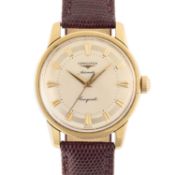 A GENTLEMAN'S SIZE 18K SOLID GOLD LONGINES CONQUEST AUTOMATIC WRIST WATCH CIRCA 1960s Movement: