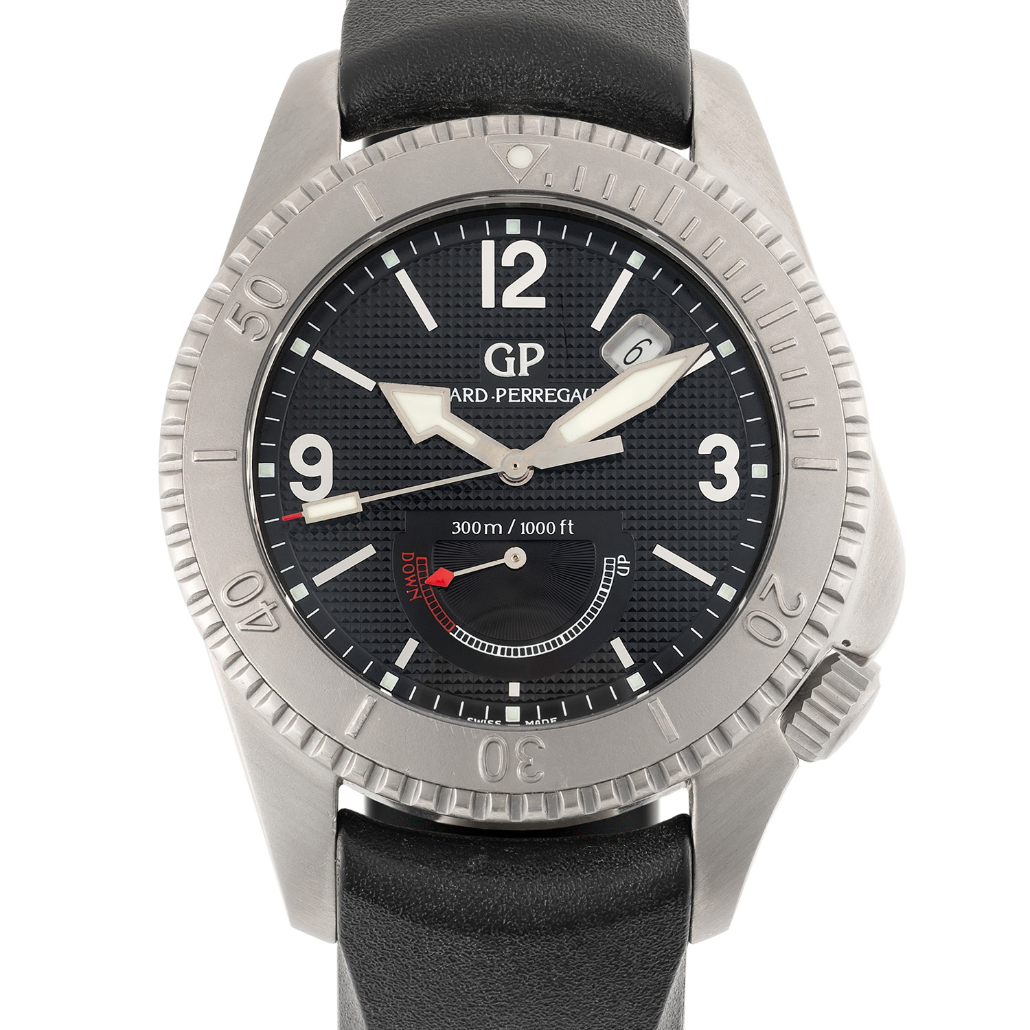 A GENTLEMAN'S SIZE STAINLESS STEEL GIRARD PERREGAUX SEA HAWK II POWER RESERVE WRIST WATCH CIRCA