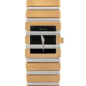 A FINE LADIES 18K SOLID WHITE & YELLOW GOLD PIAGET POLO BRACELET WATCH DATED 1998, REF. 8131 C 701