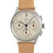 A GENTLEMAN'S LARGE SIZE STAINLESS STEEL ZENITH COMPAX CHRONOGRAPH WRIST WATCH CIRCA 1950, REF.