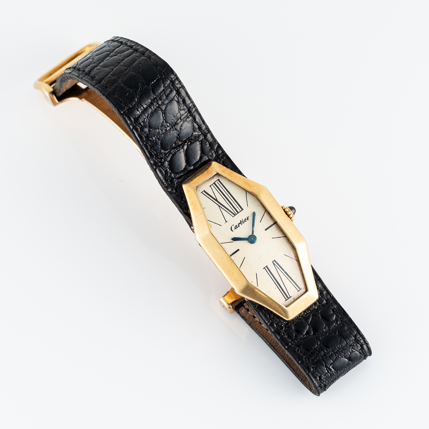 AN EXTREMELY RARE GENTLEMAN'S SIZE 18K SOLID GOLD CARTIER LONDON LOSANGE ELONGATED OCTAGONAL WRIST - Image 8 of 14