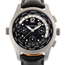 A GENTLEMAN'S SIZE TITANIUM GIRARD PERREGAUX CHRONOGRAPH WORLD TIME WRIST WATCH CIRCA 2008, REF.