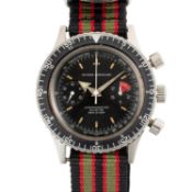 A GENTLEMAN'S SIZE STAINLESS STEEL NIVADA GRENCHEN CHRONOMASTER AVIATOR SEA DIVER CHRONOGRAPH