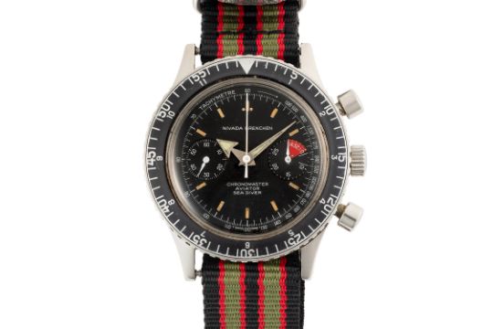 A GENTLEMAN'S SIZE STAINLESS STEEL NIVADA GRENCHEN CHRONOMASTER AVIATOR SEA DIVER CHRONOGRAPH - Image 1 of 8