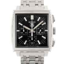 A GENTLEMAN'S SIZE STAINLESS STEEL TAG HEUER MONACO AUTOMATIC CHRONOGRAPH BRACELET WATCH DATED 2005,