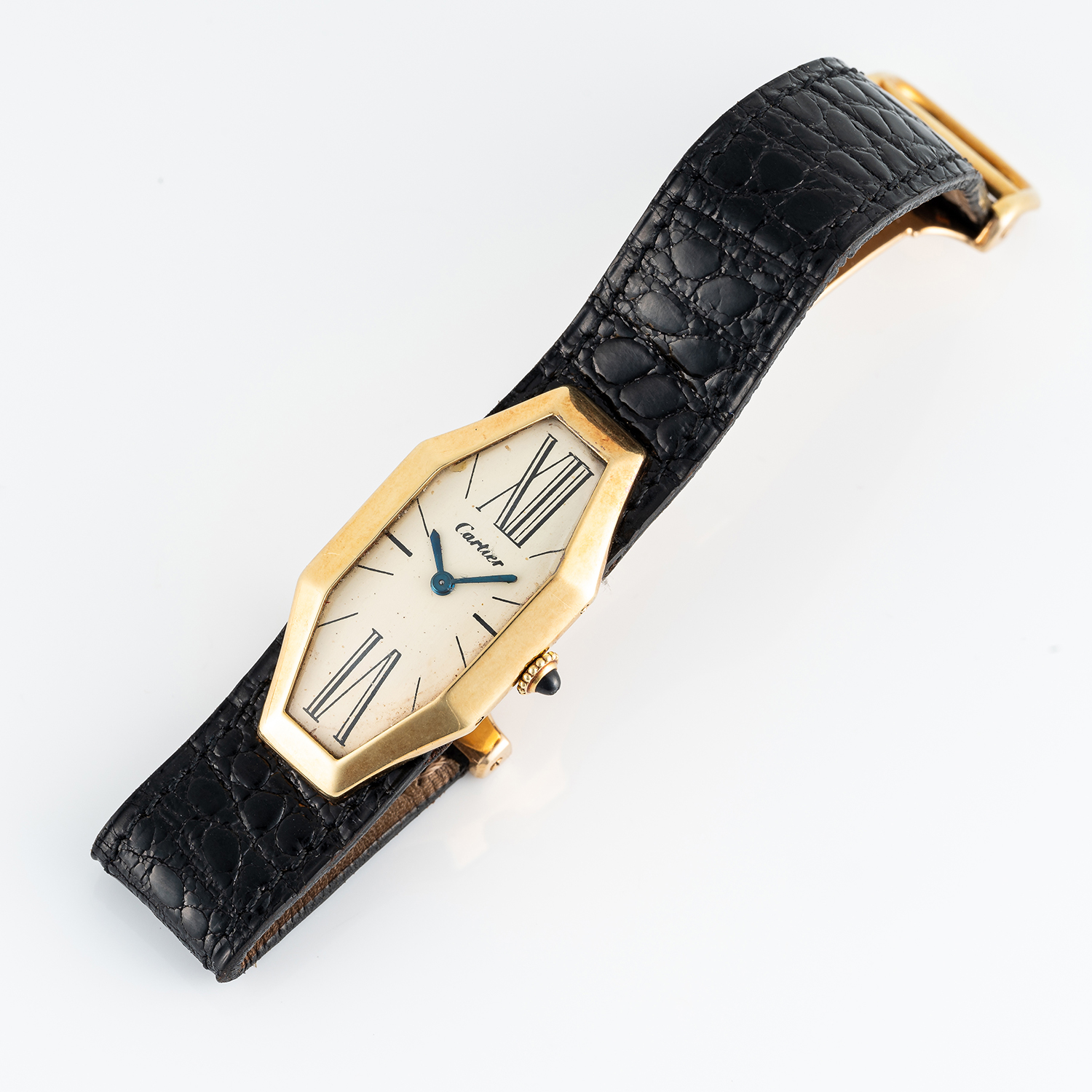 AN EXTREMELY RARE GENTLEMAN'S SIZE 18K SOLID GOLD CARTIER LONDON LOSANGE ELONGATED OCTAGONAL WRIST - Image 6 of 14