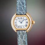 A FINE & RARE LADIES 18K SOLID GOLD & DIAMOND CARTIER PARIS ELLIPSE WRIST WATCH CIRCA 1980s, REF.