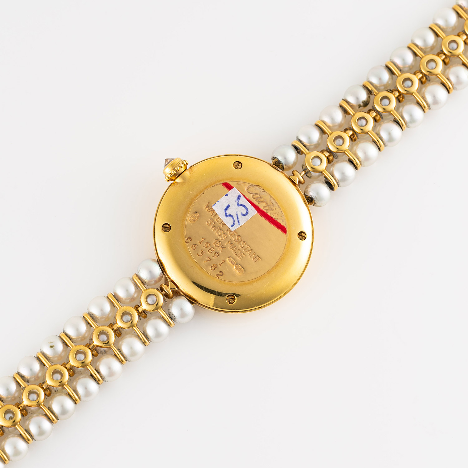 A LADIES 18K SOLID GOLD & PEARL CARTIER COLISEE BRACELET WATCH CIRCA 1990s, REF. 1989 1 Movement: - Image 5 of 9