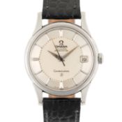 A GENTLEMAN'S SIZE STAINLESS STEEL OMEGA CONSTELLATION CHRONOMETER DATE WRIST WATCH CIRCA 1959,