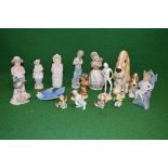 Group of seventeen porcelain figures to include: Poole swallow, Lladro dalmatian, three Szeiler