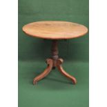 19th century tip top occasional table having circular top supported on turned tapering column