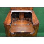 Walnut corner bureau bookcase the upper section having mirror door opening to reveal two shaped