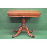 19th century oak D shape fold over card table the top opening to reveal baized playing surface