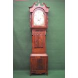Coates & Son, 18th/19th century mahogany cased grandfather clock having painted arch top dial with