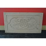 Sandstone carved panel having foliate decoration - 37.25 x 20.75" Please note descriptions are not