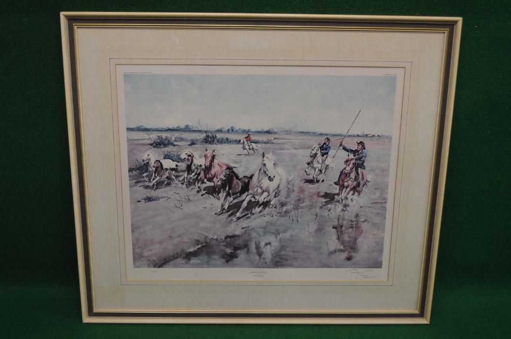 Terence Cuneo signed Limited Edition print No. 230/500 entitled Camargue Round-up, signed in