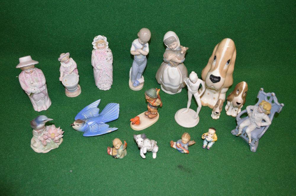 Group of seventeen porcelain figures to include: Poole swallow, Lladro dalmatian, three Szeiler - Image 5 of 5