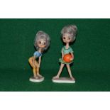 Pair of 1950's/1960's Goebel/Cortendorf Western Germany figures of young girls with naturalistic
