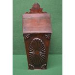 19th century mahogany candle box of tapering form with raised back and applied decoration - 20.75"