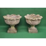 Pair of late 20th century acanthus leaf planters standing on square bases - 17.5" tall Please note