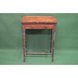 19th century rosewood side table having cross banded top over single drawer with knob handles and