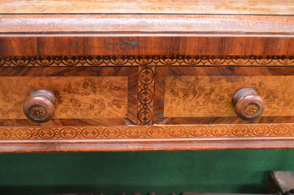 Possibly Lamb of Manchester walnut pokerwork decorated washstand having cross banded top with raised - Image 2 of 2