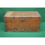 Teak brass bound chest having side carrying handles - 41.5" wide Please note descriptions are not