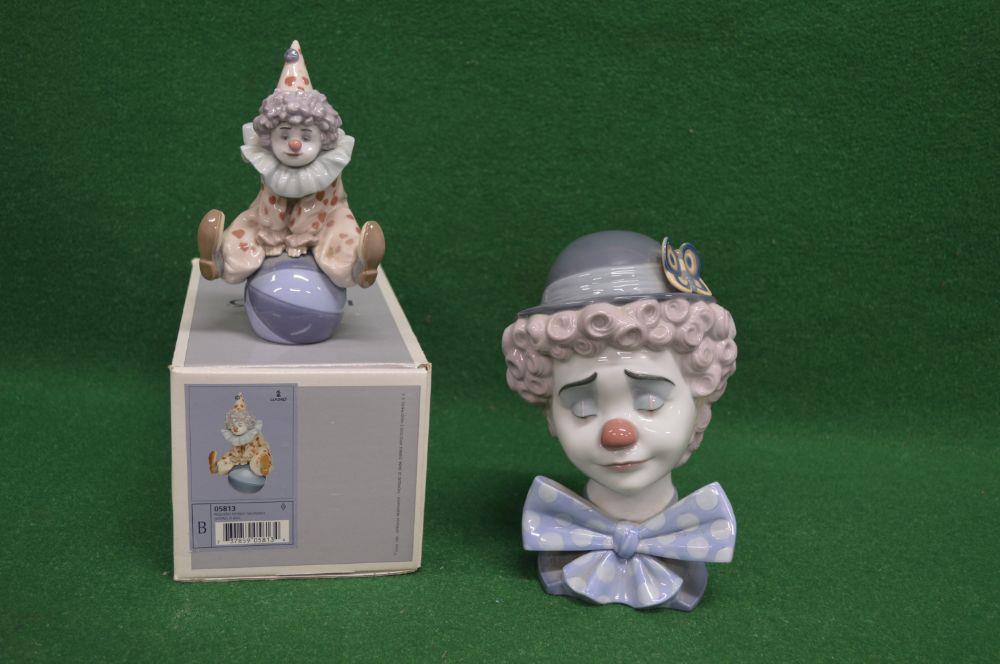Lladro No. 5611 bust of Clown together with one other boxed Lladro figure of a Clown No. 5813 Please